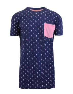 Men's Flamingo Printed Tee with Chest Pocket