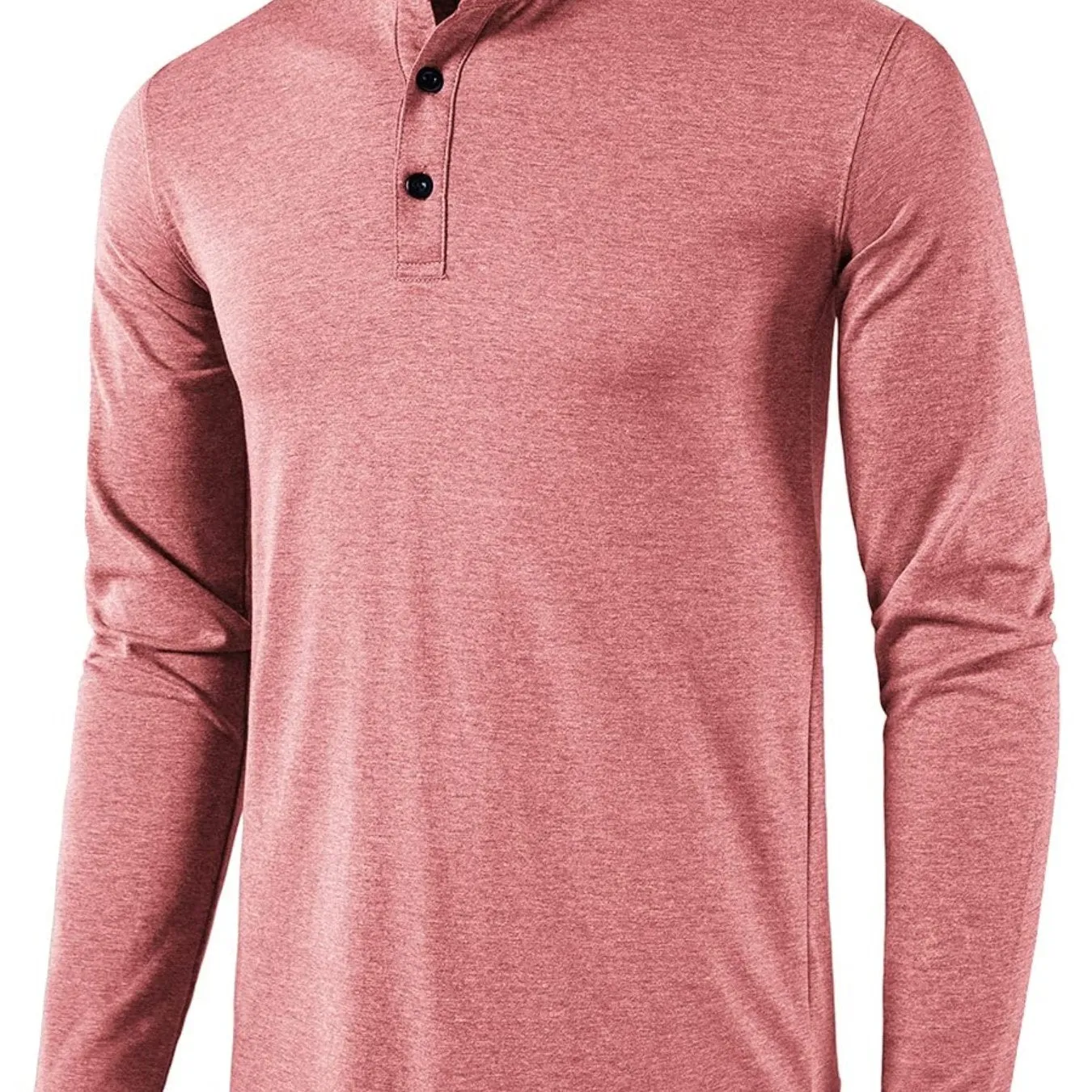 Men's Long Sleeve Henley Regular Fit Button Up V-neck T-shirt Top