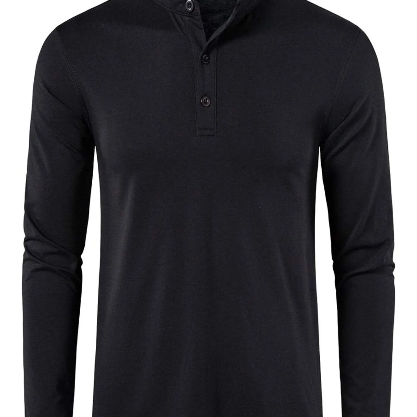 Men's Long Sleeve Henley Regular Fit Button Up V-neck T-shirt Top