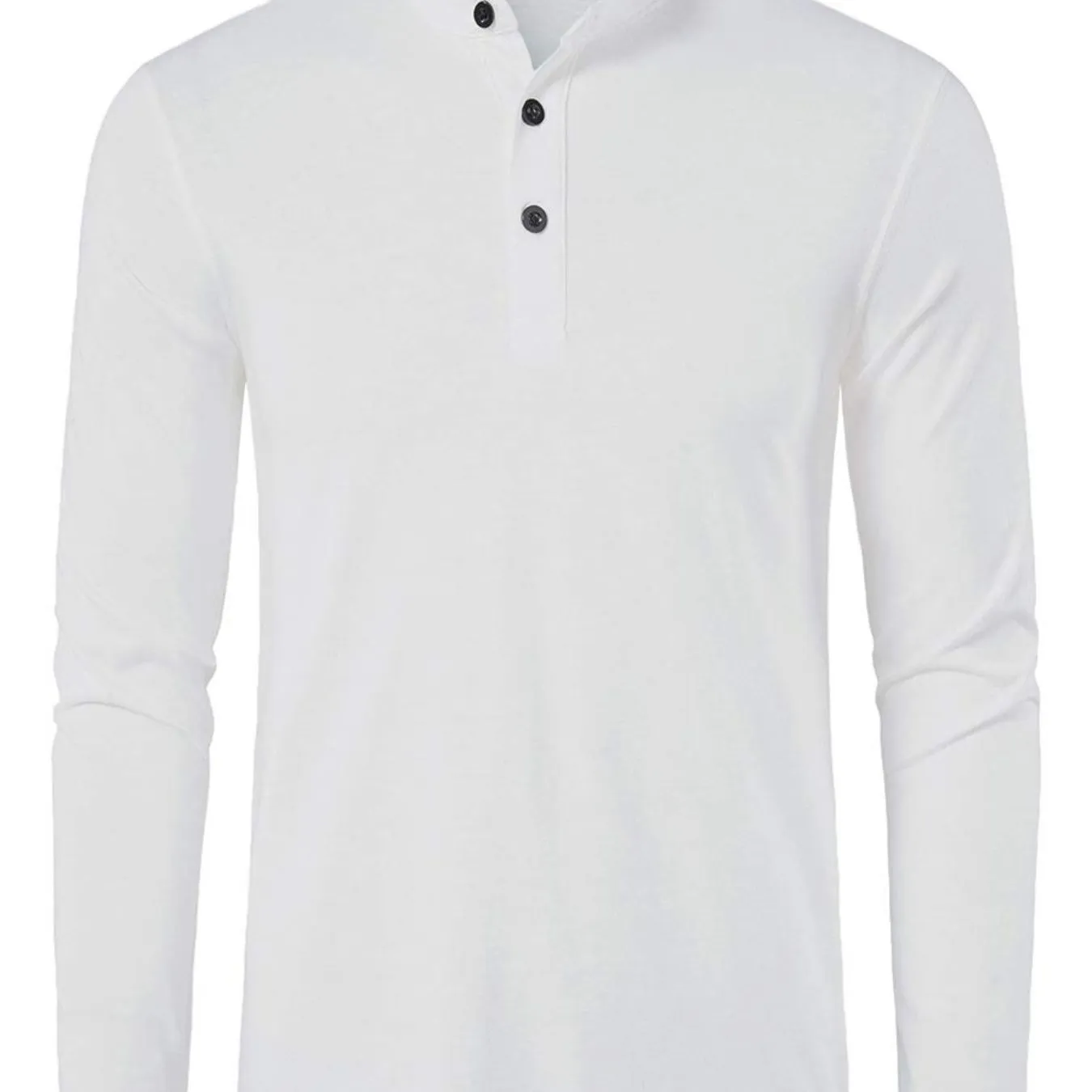 Men's Long Sleeve Henley Regular Fit Button Up V-neck T-shirt Top