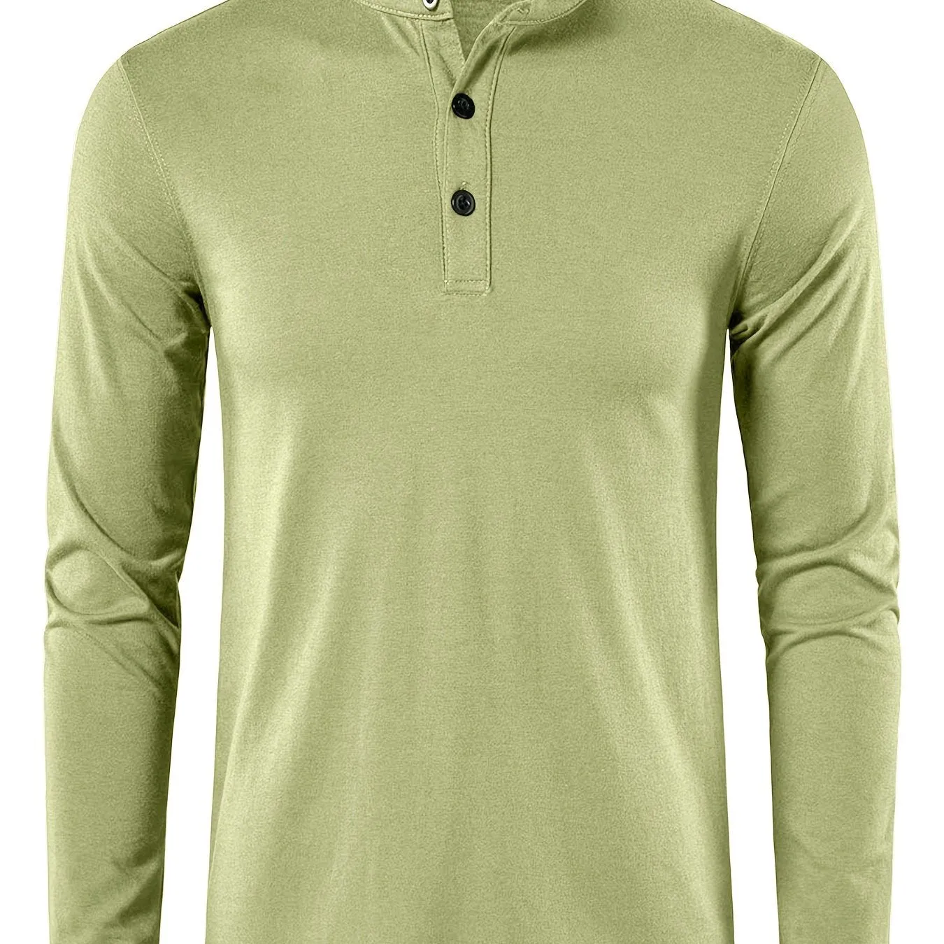 Men's Long Sleeve Henley Regular Fit Button Up V-neck T-shirt Top