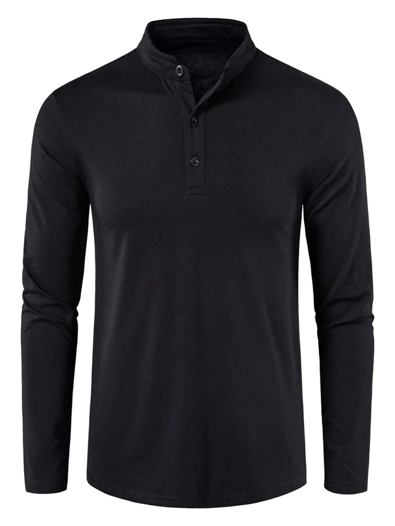 Men's Long Sleeve Henley Regular Fit Button Up V-neck T-shirt Top