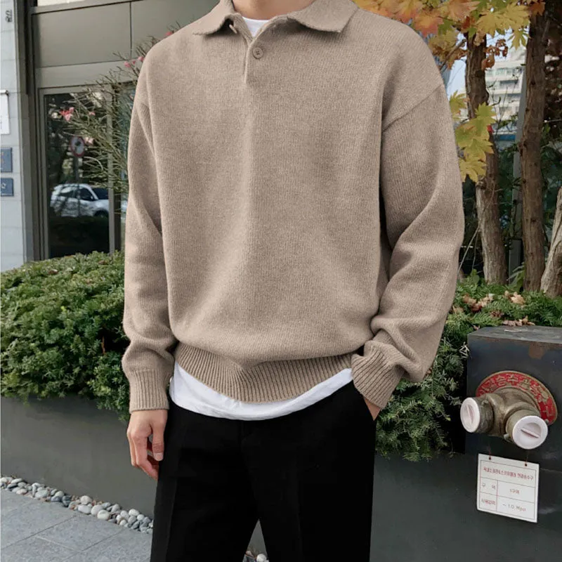 Men's Loose Polo Knitted Sweater