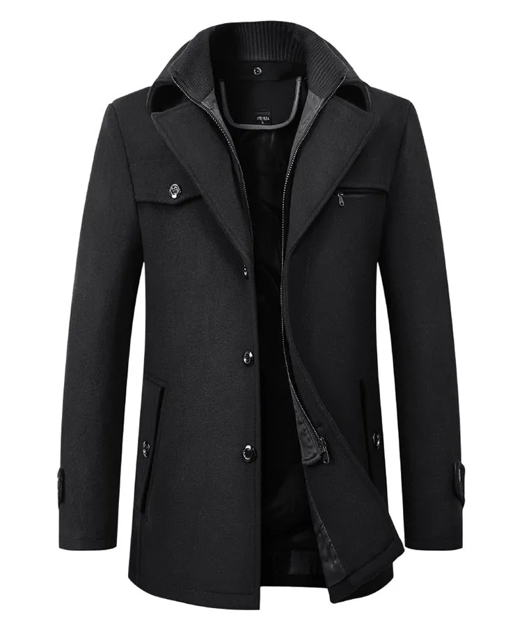 Men's Trench Coat Lapel Basic Autumn And Winter Jacket