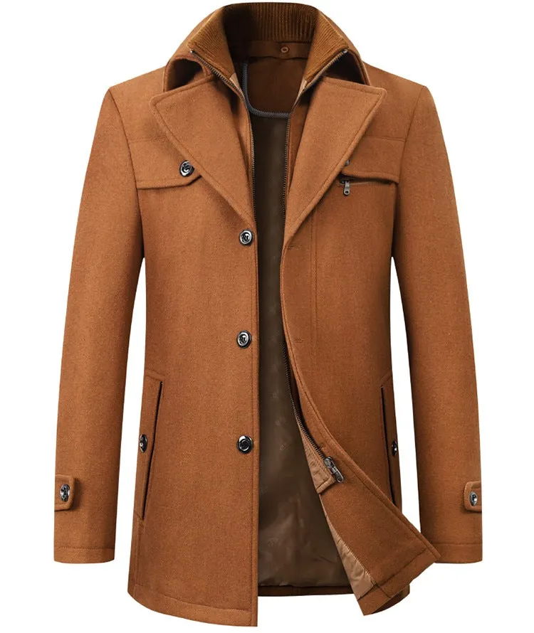 Men's Trench Coat Lapel Basic Autumn And Winter Jacket