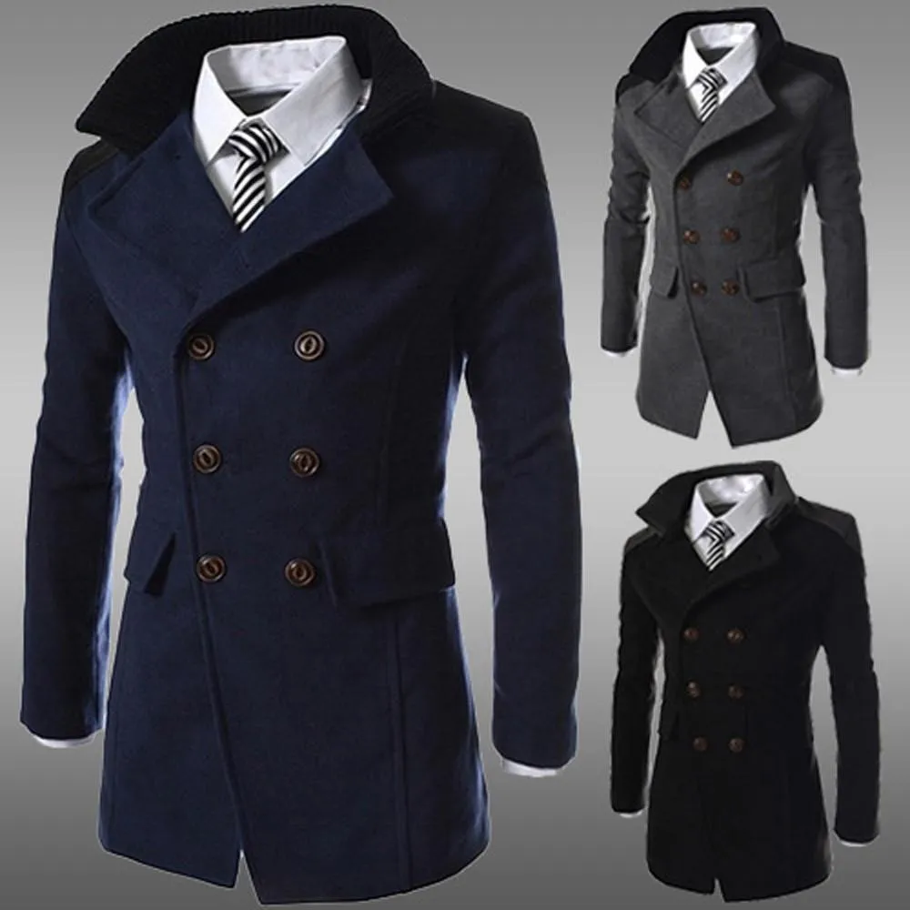 Men's Winter Long Trench Overcoat