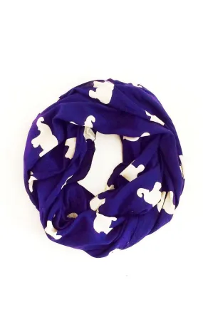 Navy & Cream Marching Elephants Infinity Scarf