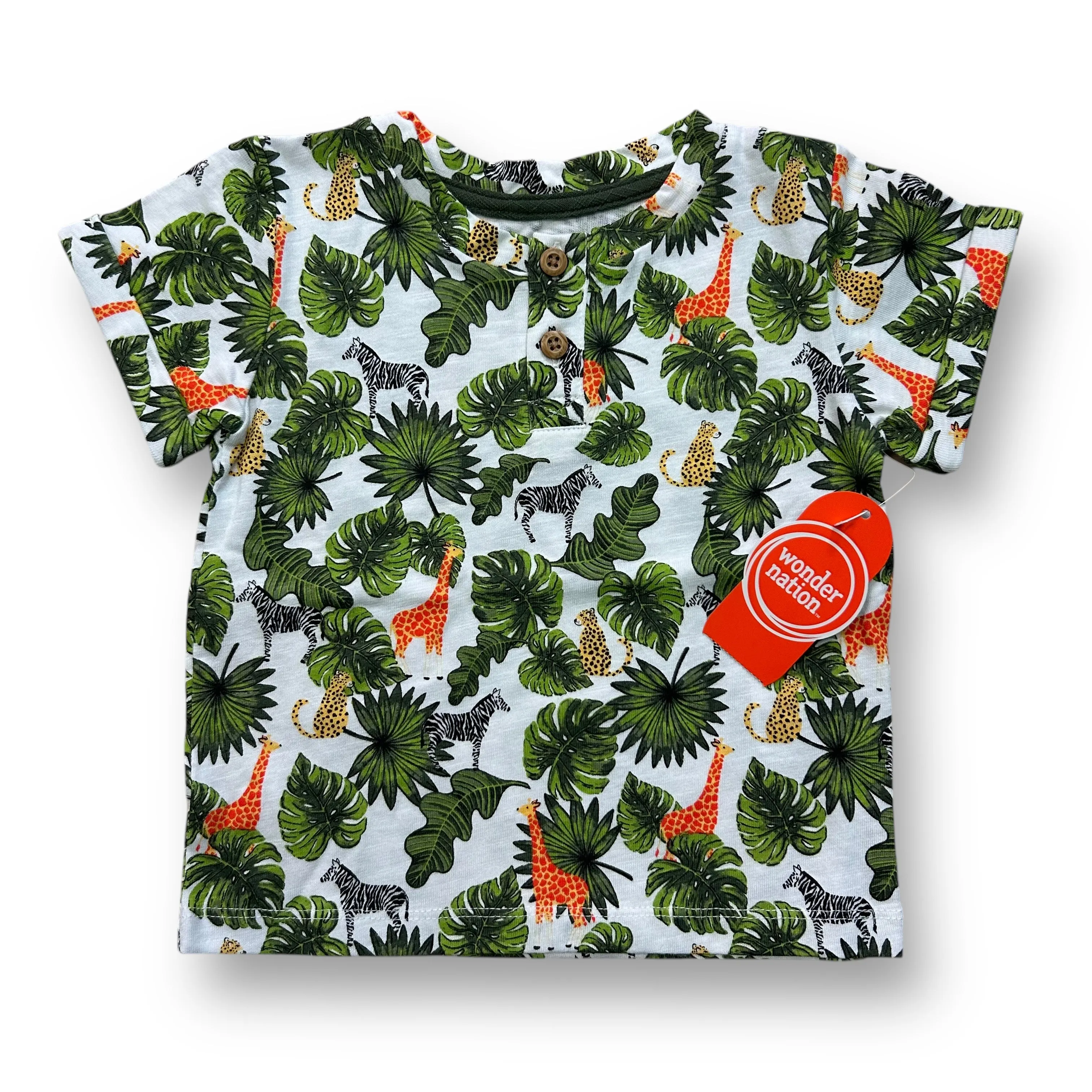 NEW! Boys Wonder Nation Size 18 Months Tropical Print Henley Shirt