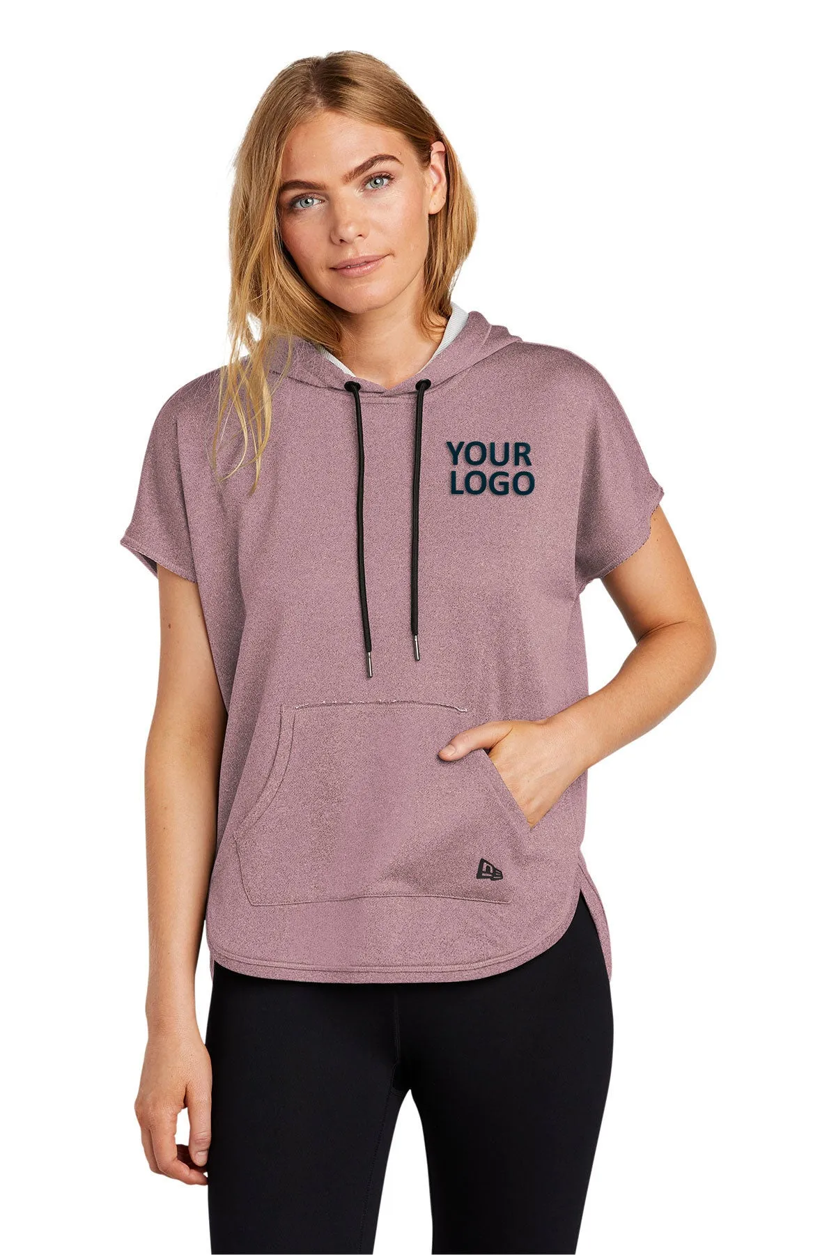 New Era Ladies Short Sleeve Custom Hoodies, Dusty Mauve Heather