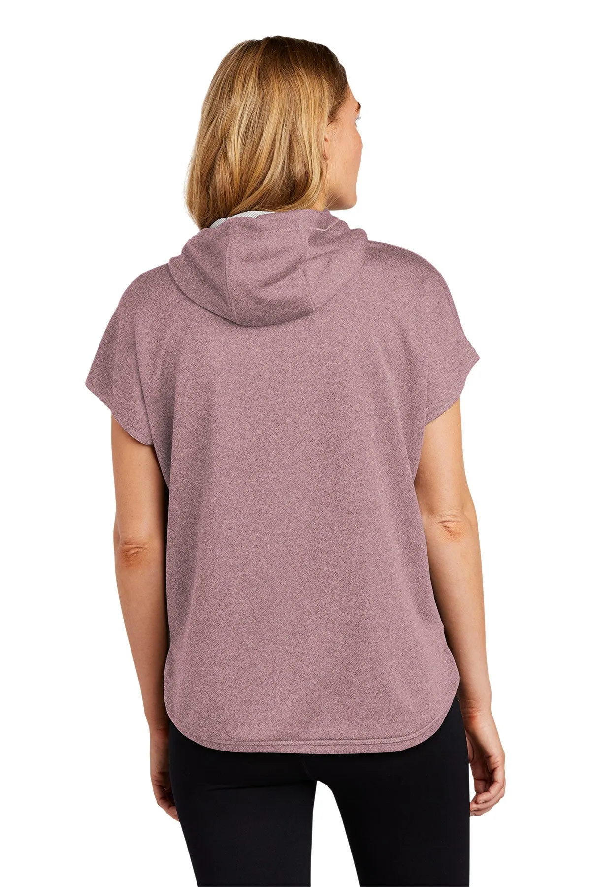 New Era Ladies Short Sleeve Custom Hoodies, Dusty Mauve Heather