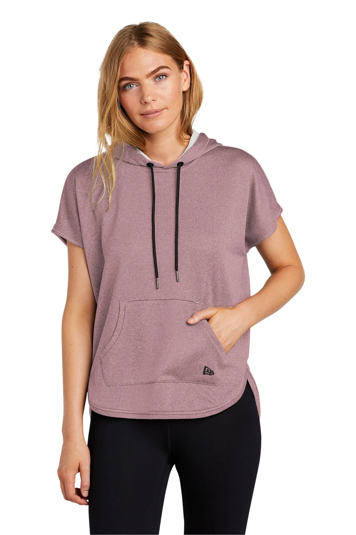 New Era Ladies Short Sleeve Custom Hoodies, Dusty Mauve Heather