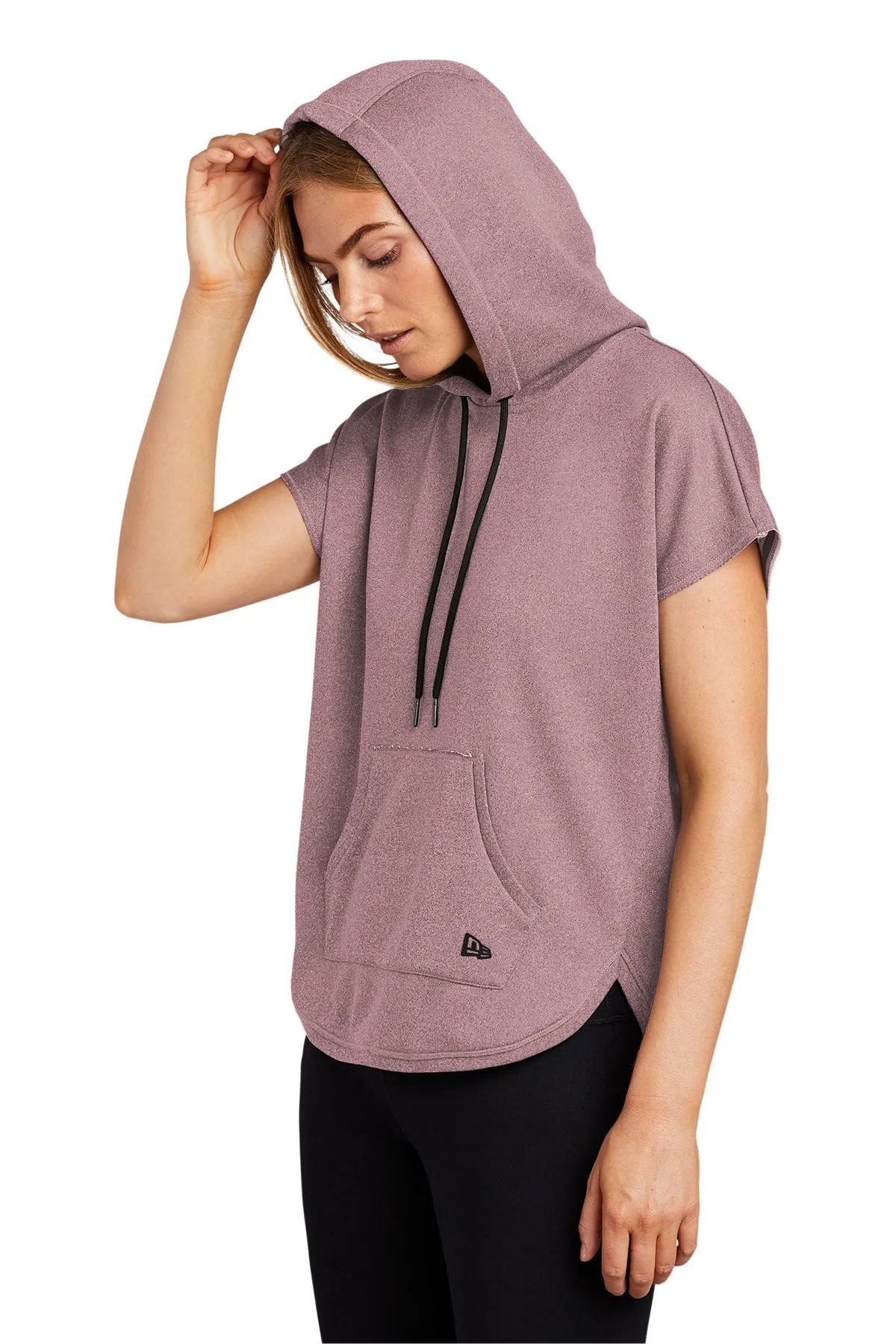 New Era Ladies Short Sleeve Custom Hoodies, Dusty Mauve Heather