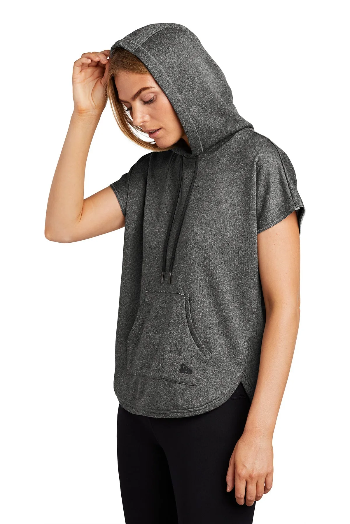 New Era Ladies Short Sleeve Custom Hoodies, Graphite Heather