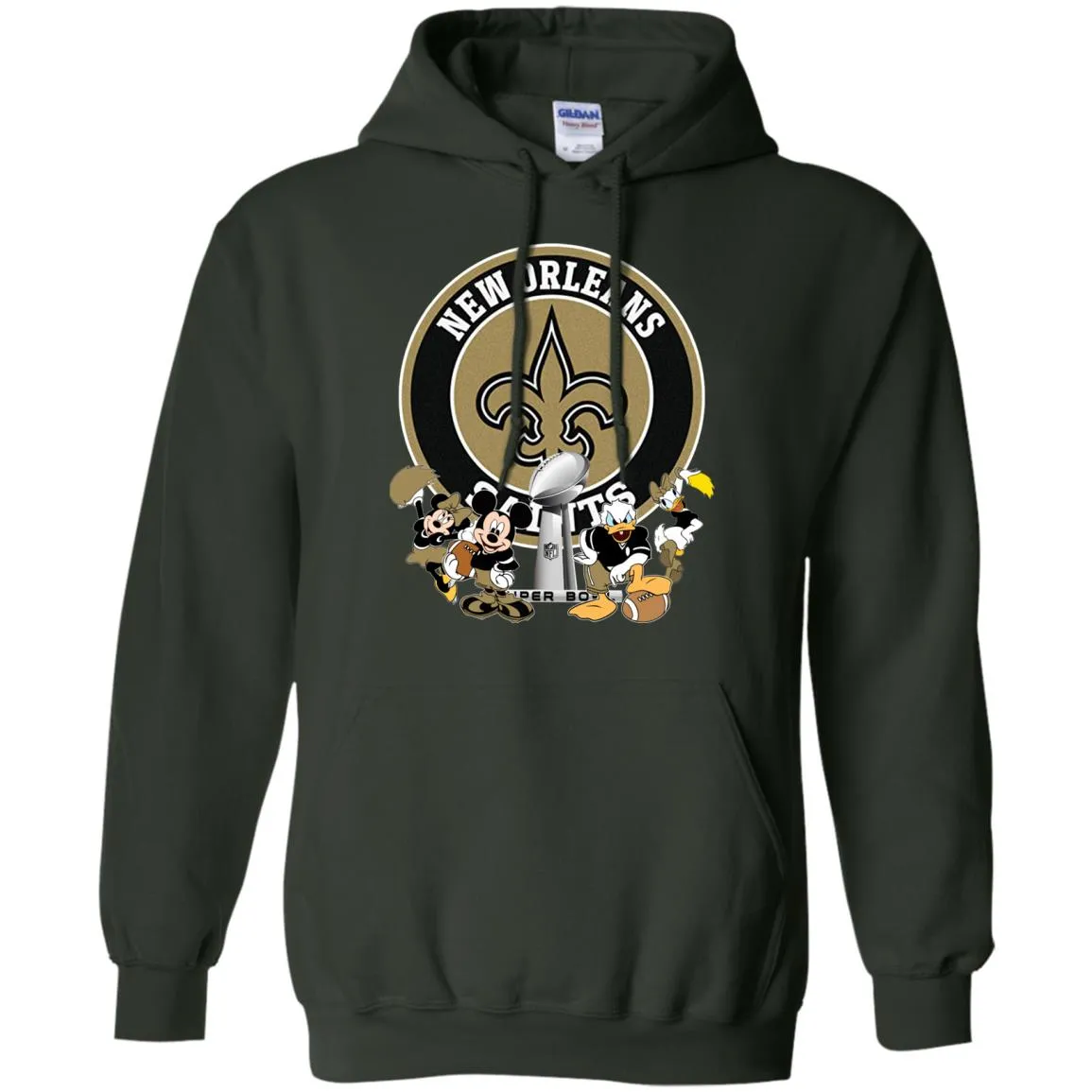 Nfl – New Orleans Saints Super Bowl 2019 Mickey Mouse Minnie Mouse Donald Duck Daisy Duck Football Pullover Hoodie Sweatshirt