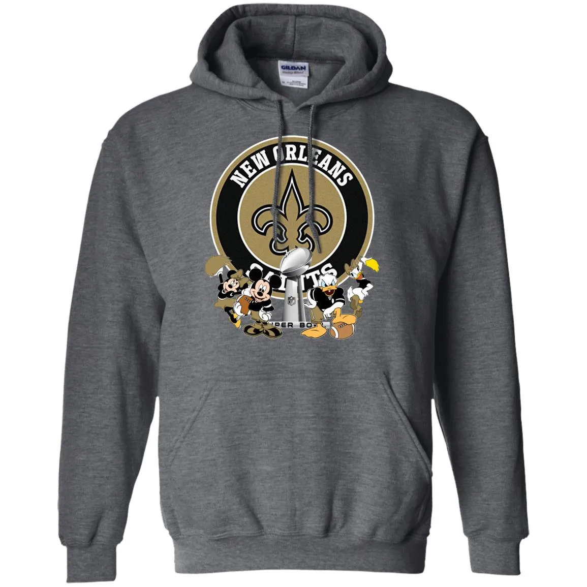 Nfl – New Orleans Saints Super Bowl 2019 Mickey Mouse Minnie Mouse Donald Duck Daisy Duck Football Pullover Hoodie Sweatshirt