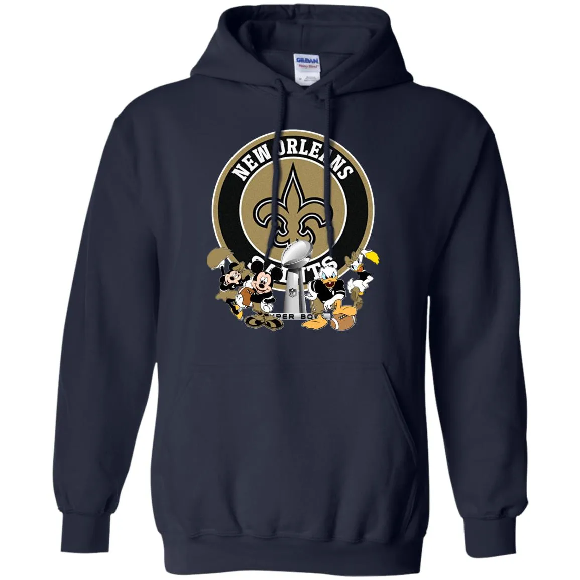 Nfl – New Orleans Saints Super Bowl 2019 Mickey Mouse Minnie Mouse Donald Duck Daisy Duck Football Pullover Hoodie Sweatshirt