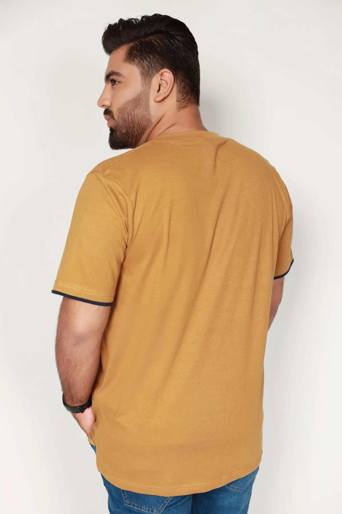 Ocher Brown Mock Neckline T-Shirt (Plus Size) - S22 - MT0185P