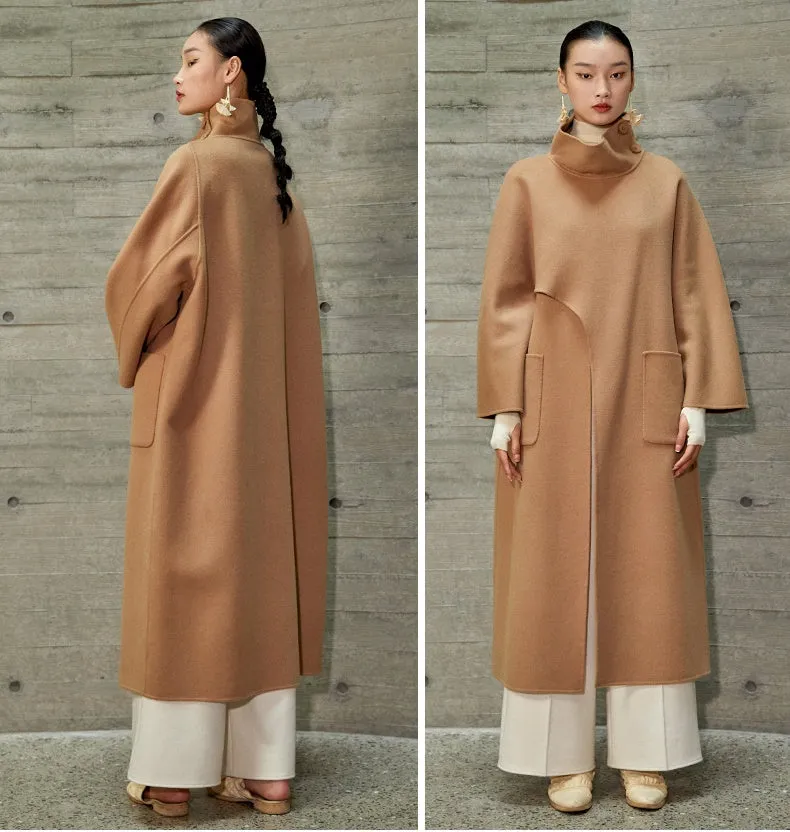 Original Design Women Overlong Double-Sided Woolen Coat-Dress