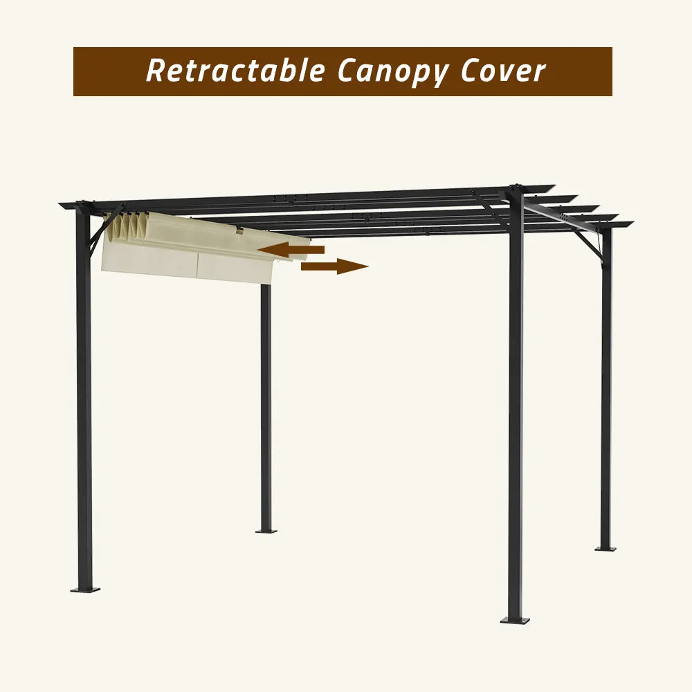 Outdoor Retractable Steel Pergola with Top Canopy