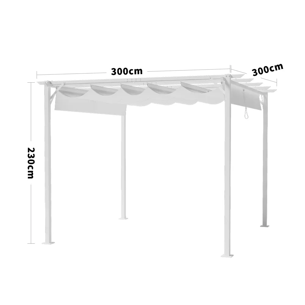 Outdoor Retractable Steel Pergola with Top Canopy