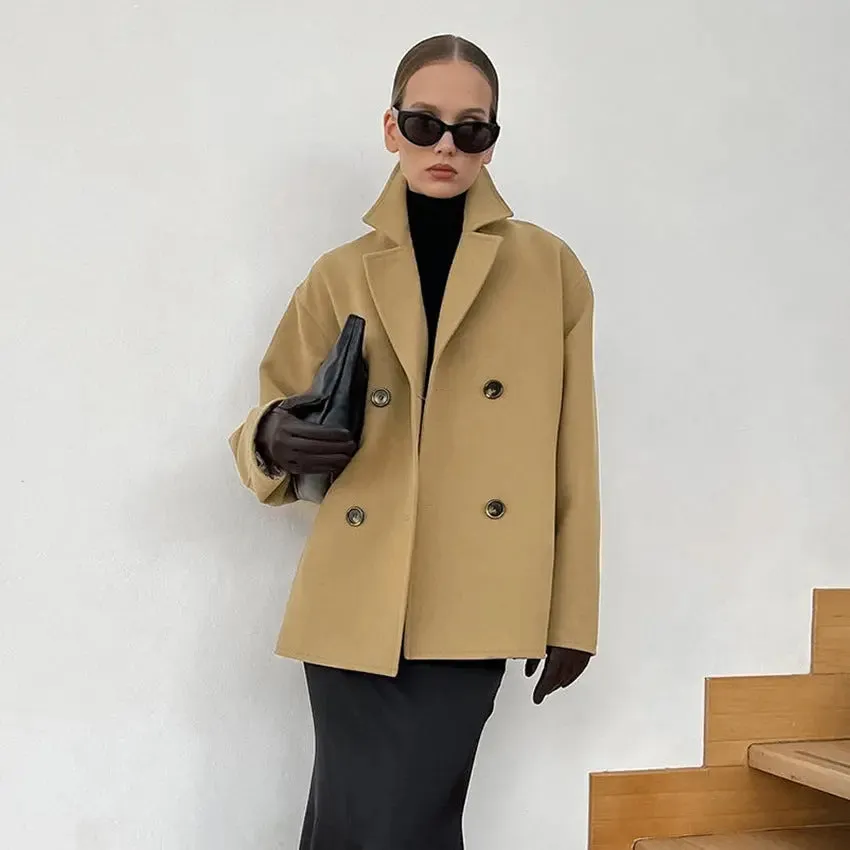 Overcoat Mid-length Thick Brown Woollen Jacket