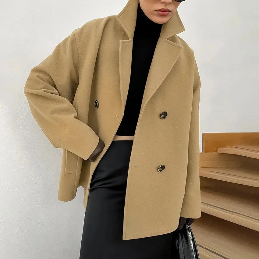 Overcoat Mid-length Thick Brown Woollen Jacket