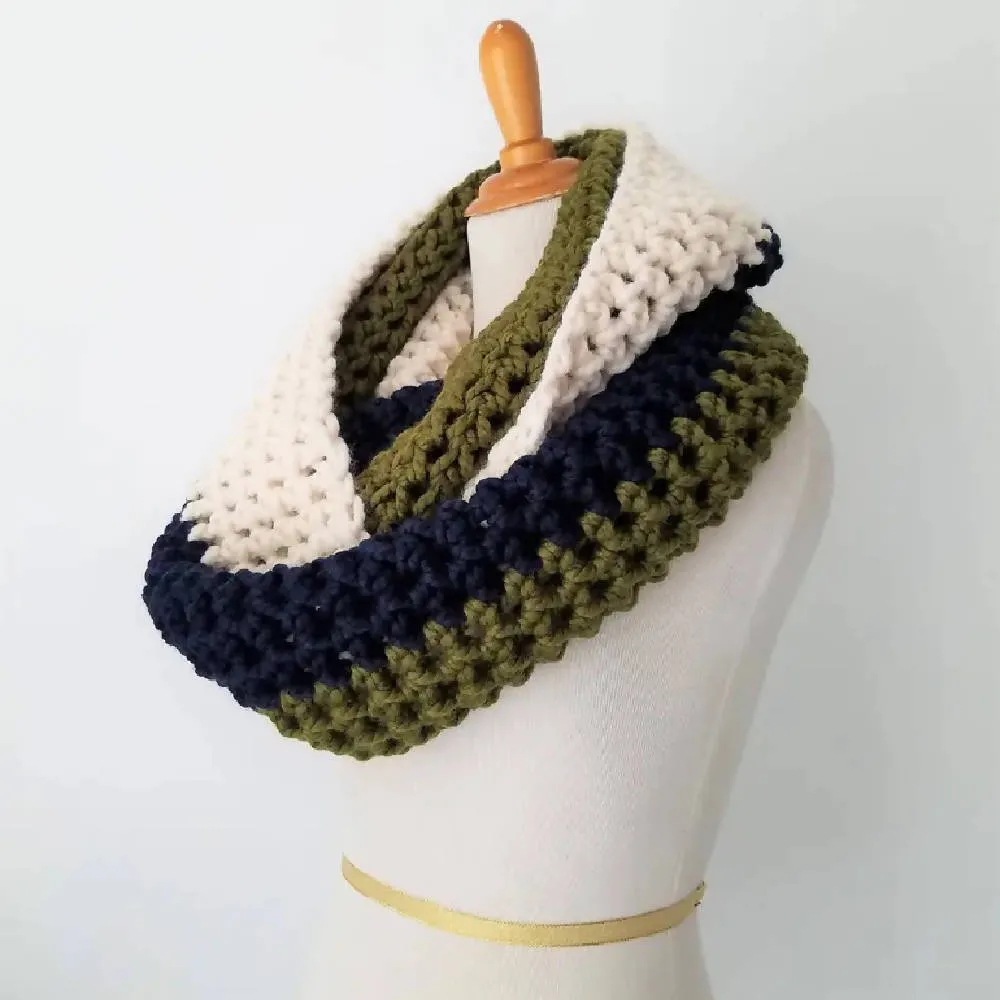 Oversized Infinity Scarf - Tricolor Olive