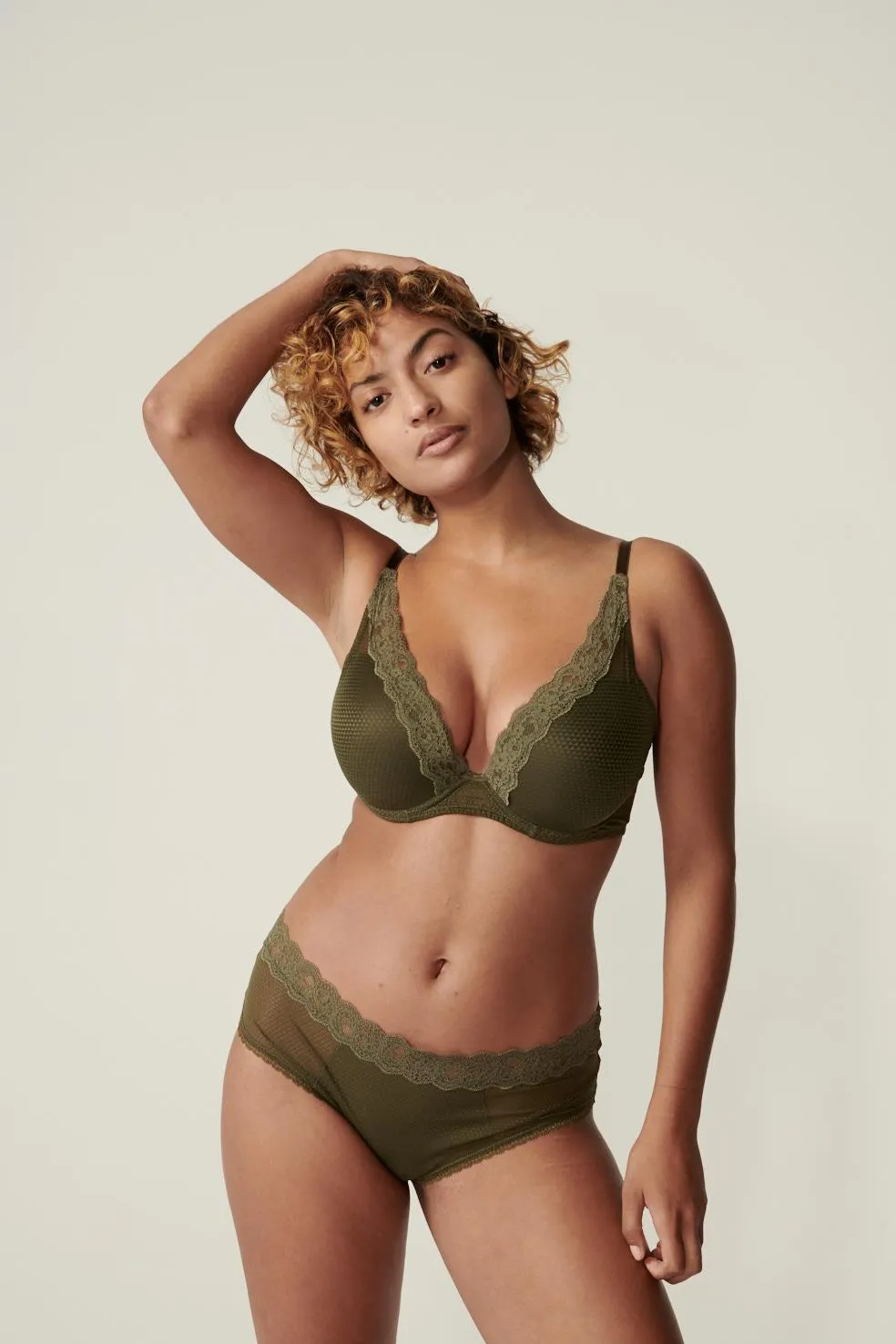 Passionata Brooklyn Plunge T-Shirt Bra, Khaki (5701)