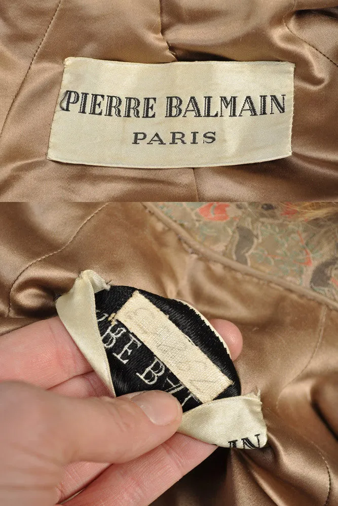 Pierre Balmain Haute Couture Brocade   Fox Fur Coat