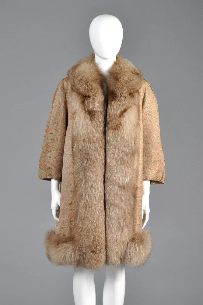 Pierre Balmain Haute Couture Brocade   Fox Fur Coat