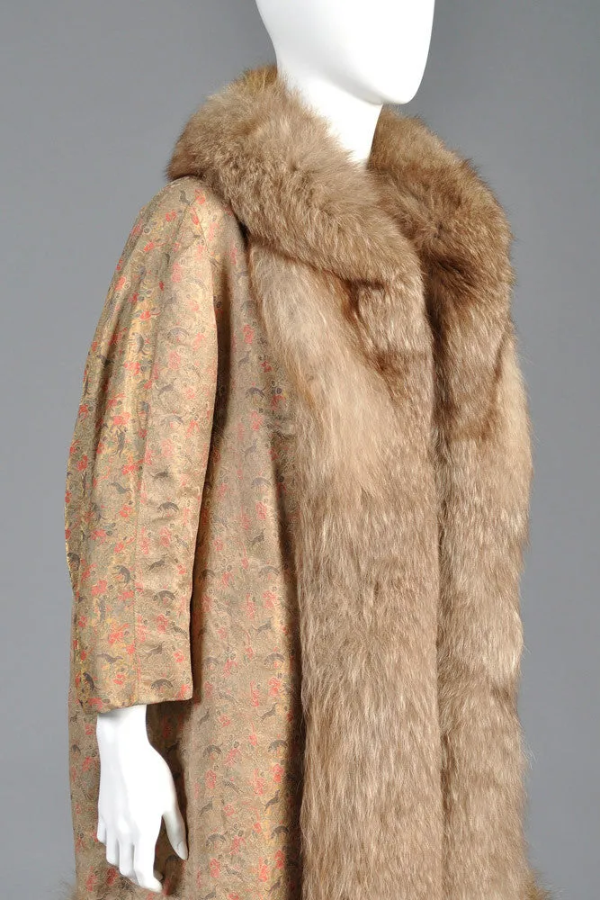 Pierre Balmain Haute Couture Brocade   Fox Fur Coat