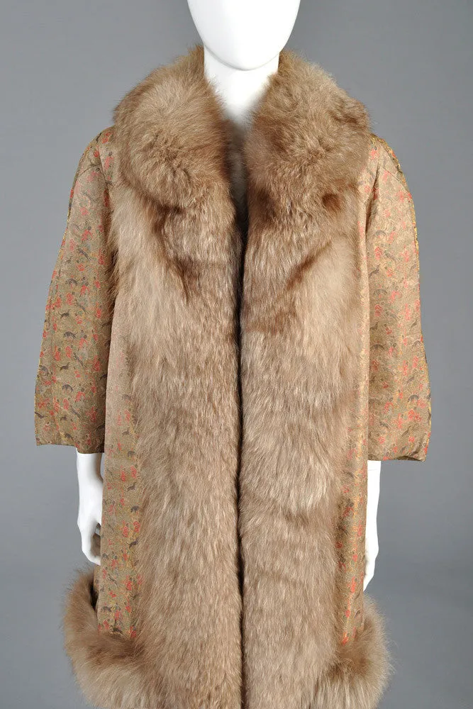 Pierre Balmain Haute Couture Brocade   Fox Fur Coat