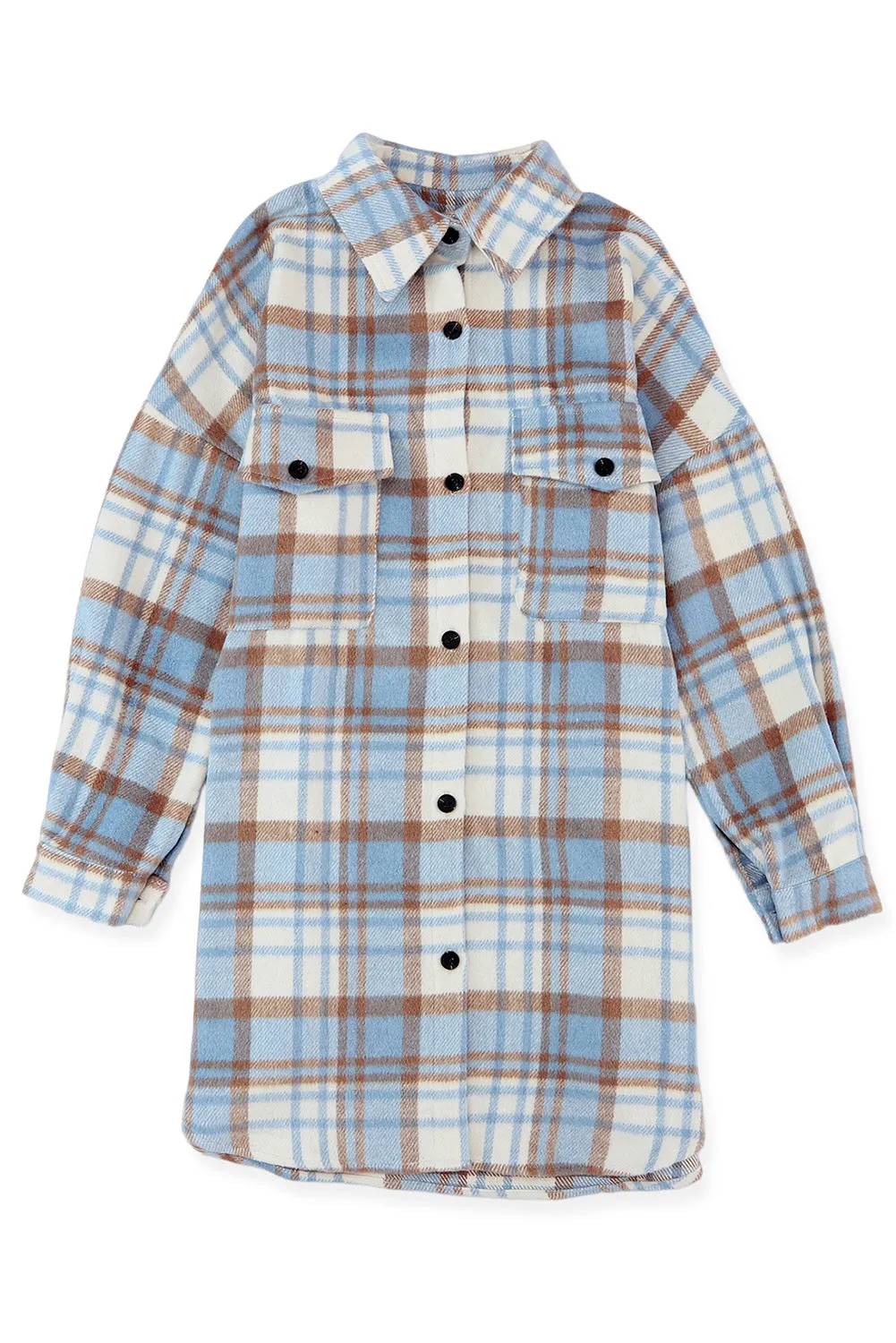 Plaid Flap Pocket Long Sleeve Shacket