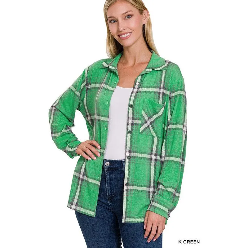 PLAID SHACKET WITH FRONT POCKET