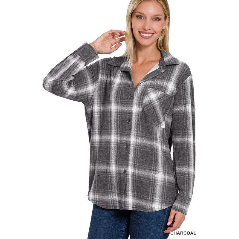 PLAID SHACKET WITH FRONT POCKET