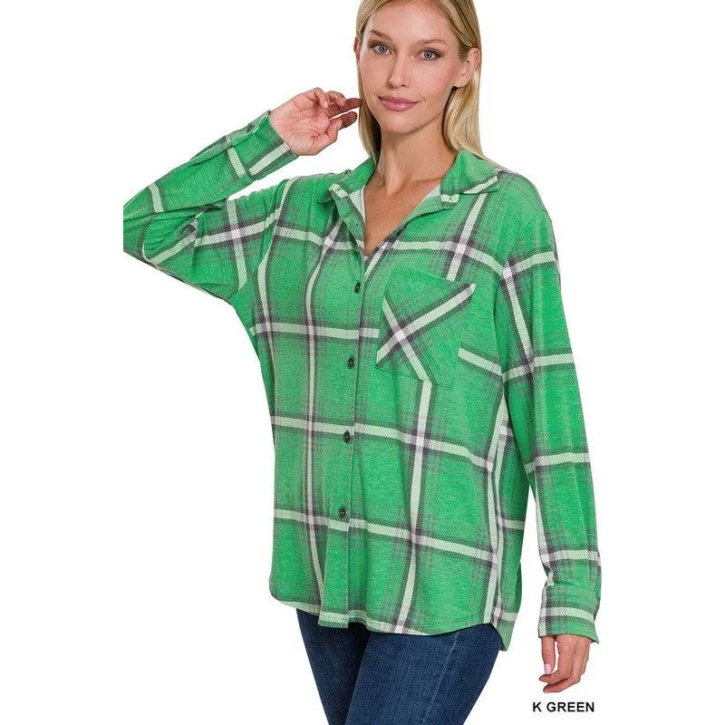 PLAID SHACKET WITH FRONT POCKET