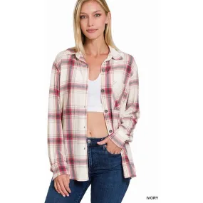 PLAID SHACKET WITH FRONT POCKET