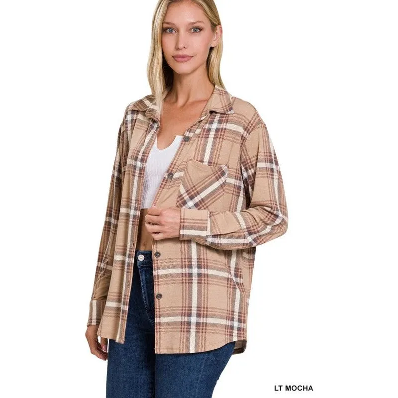 PLAID SHACKET WITH FRONT POCKET