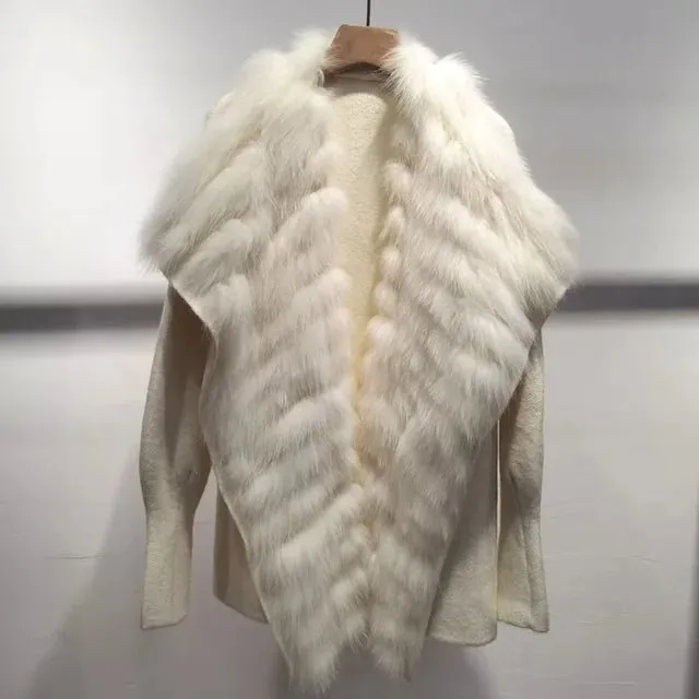 Pre Order:  Fur Lapel Knit Coat