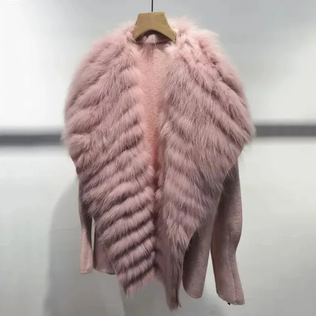 Pre Order:  Fur Lapel Knit Coat