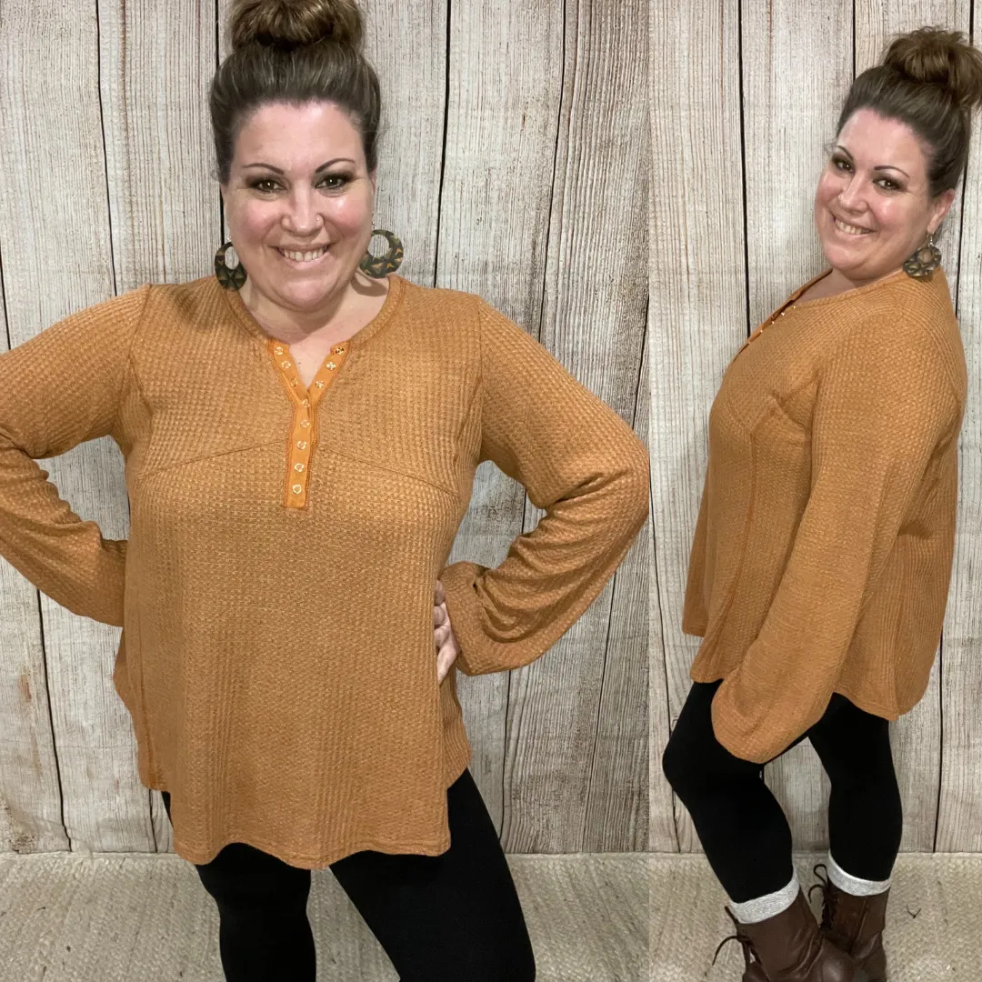 Pumpkin Waffle Henley Top