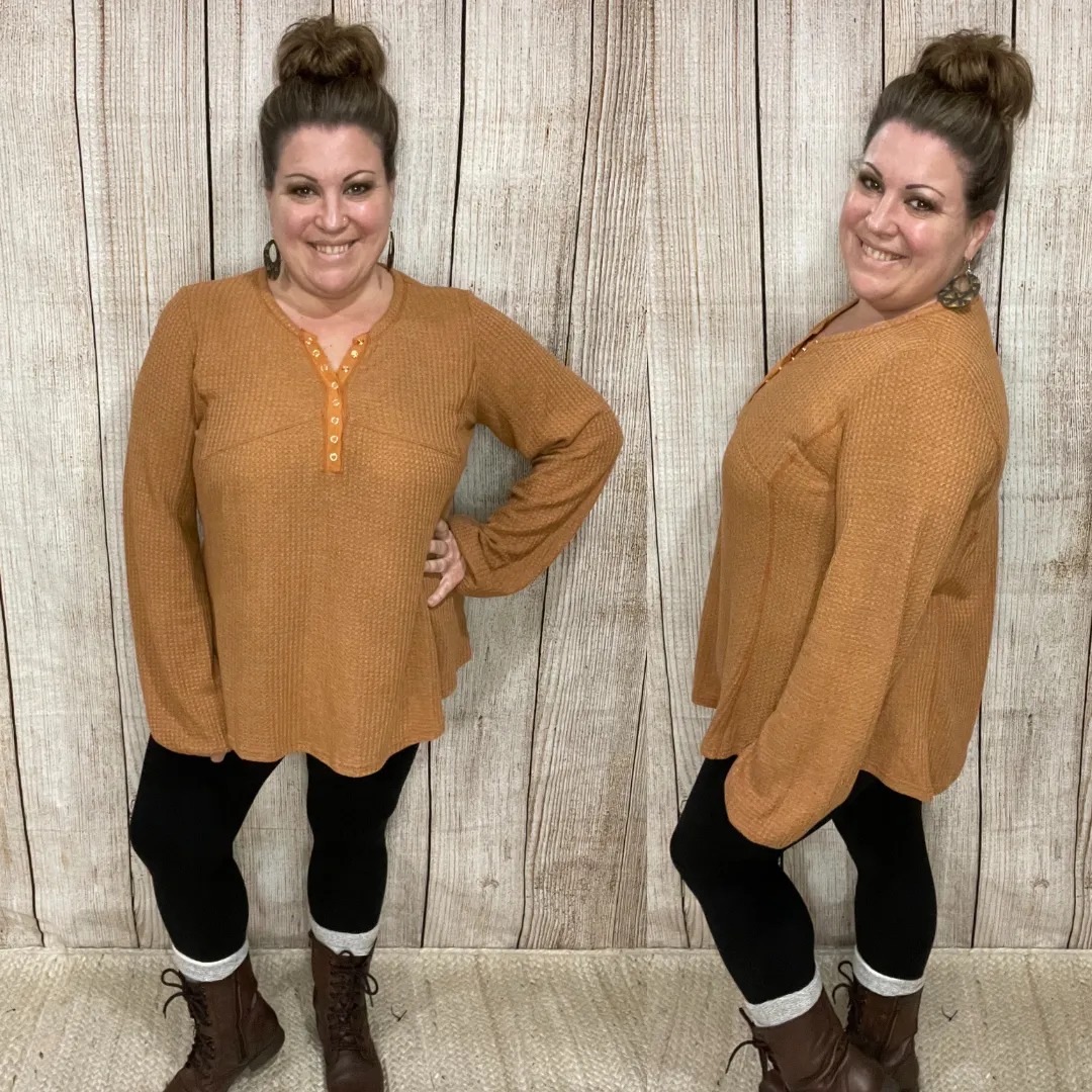 Pumpkin Waffle Henley Top