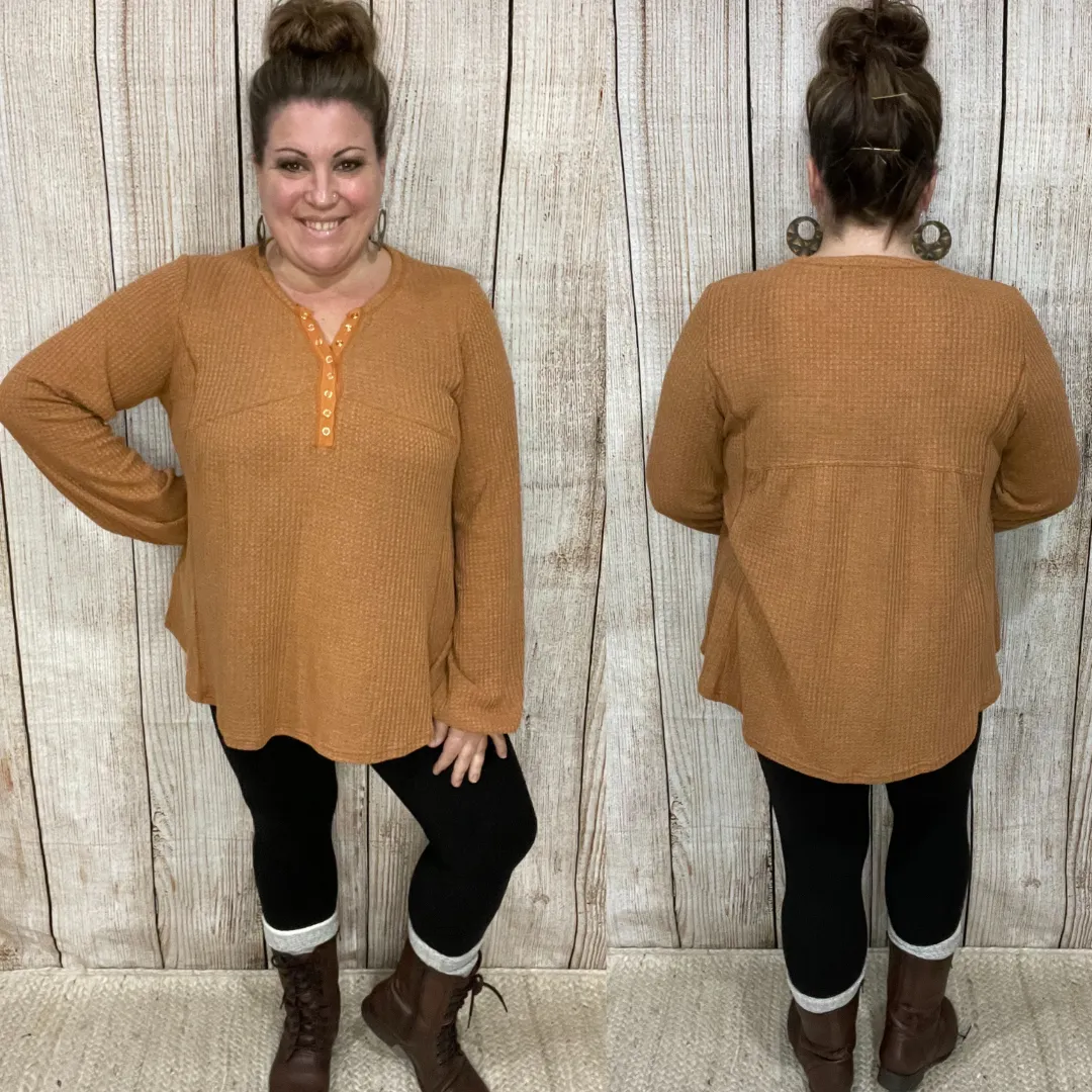 Pumpkin Waffle Henley Top