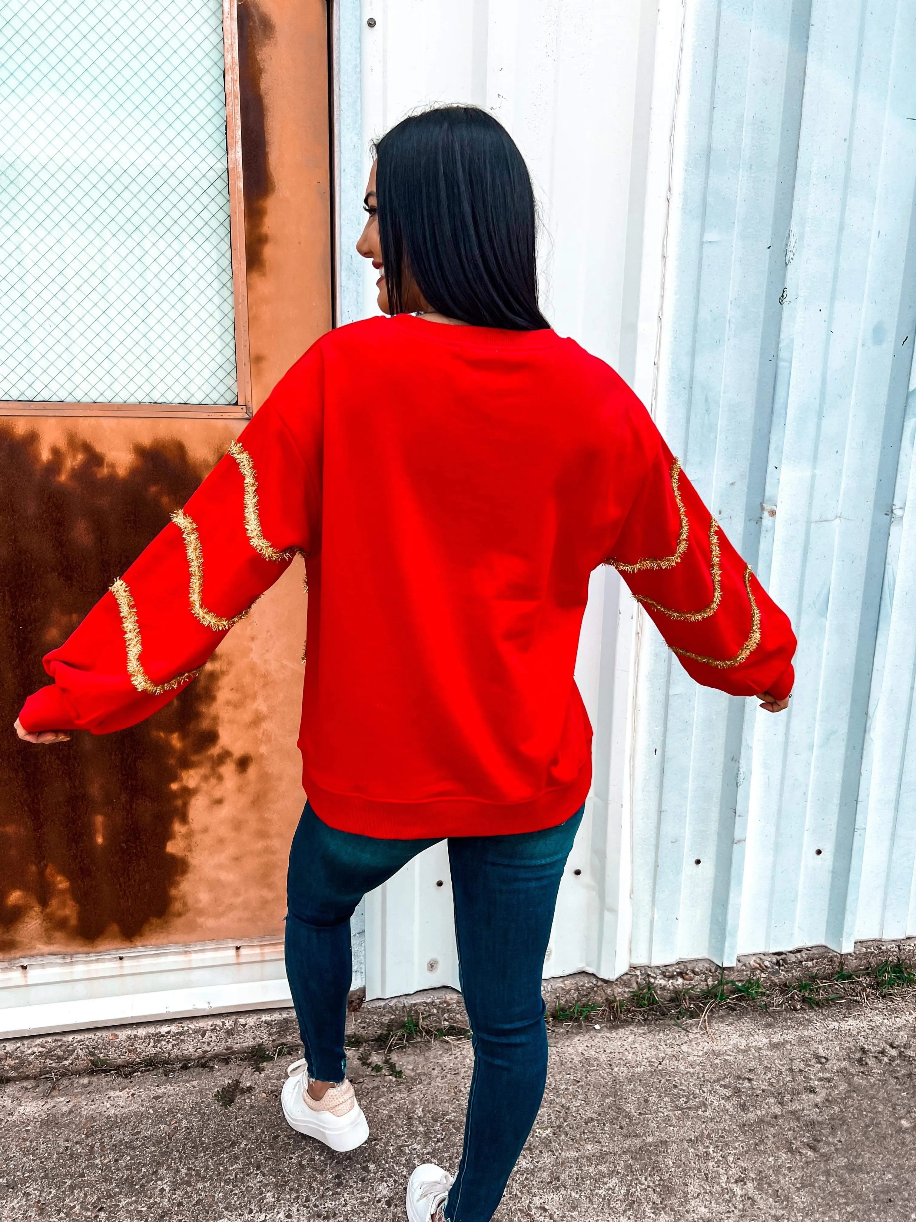 Queen Of Red Sequin Christmas Tree Sweater