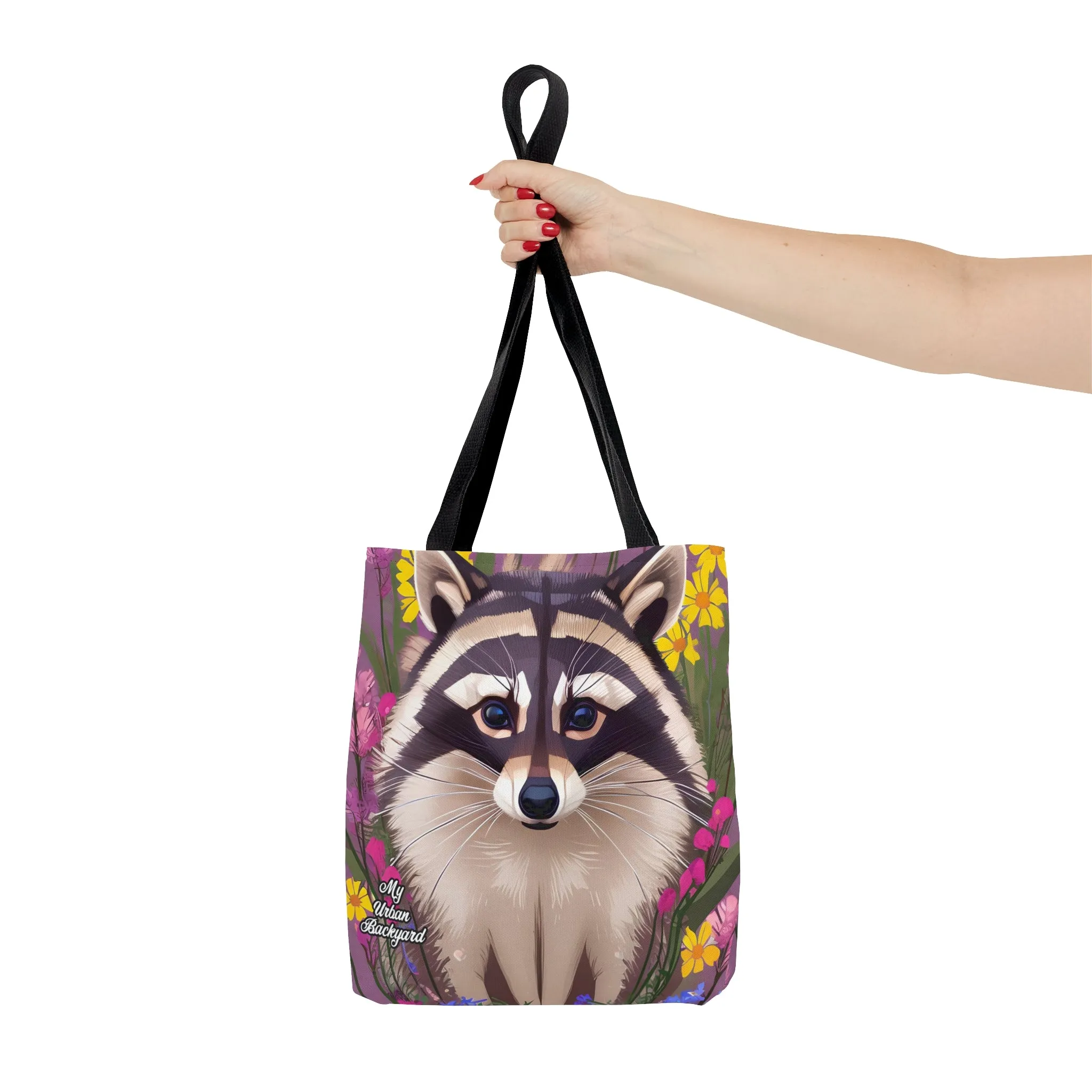 Raccoon and Flowers, Tote Bag for Everyday Use - Durable and Functional