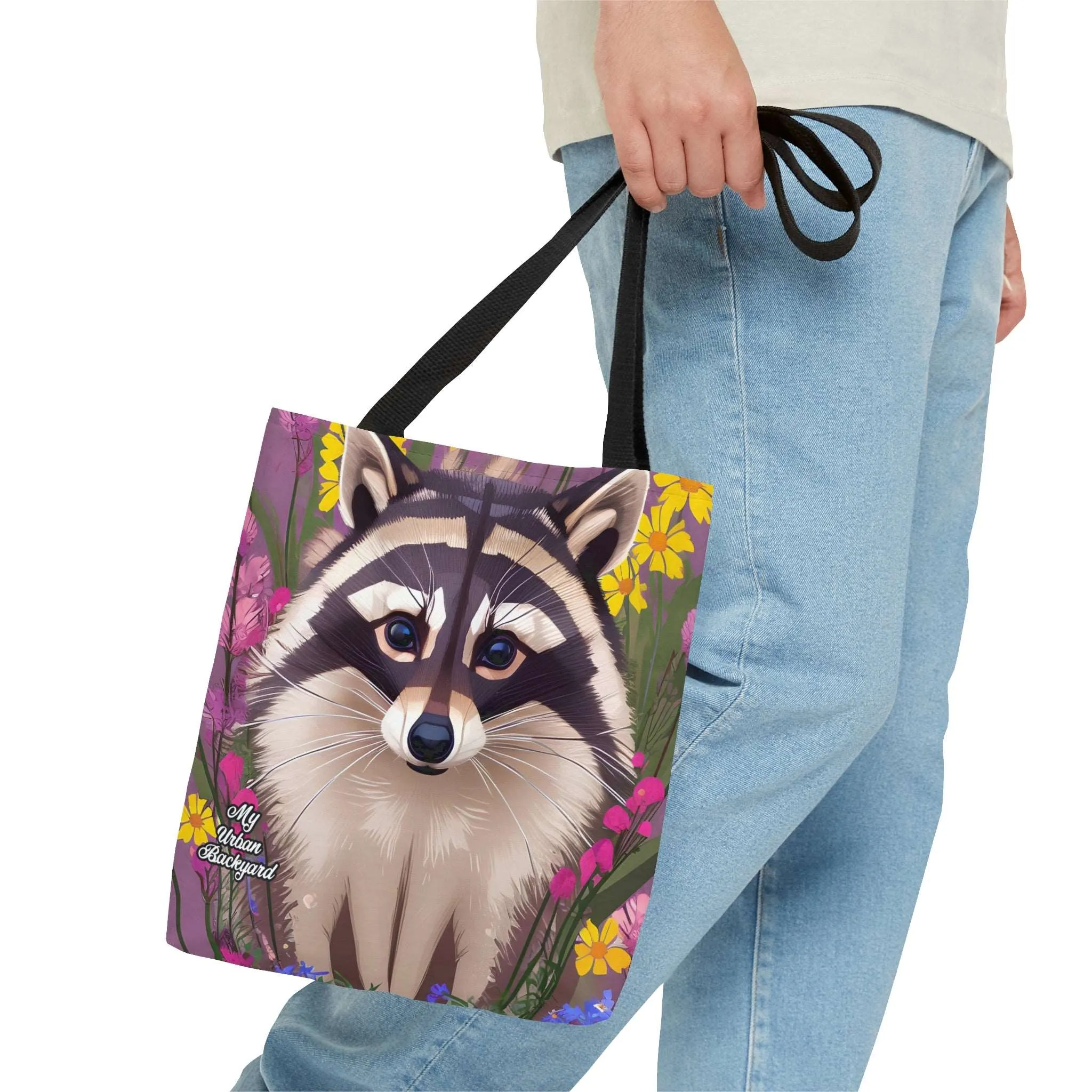 Raccoon and Flowers, Tote Bag for Everyday Use - Durable and Functional