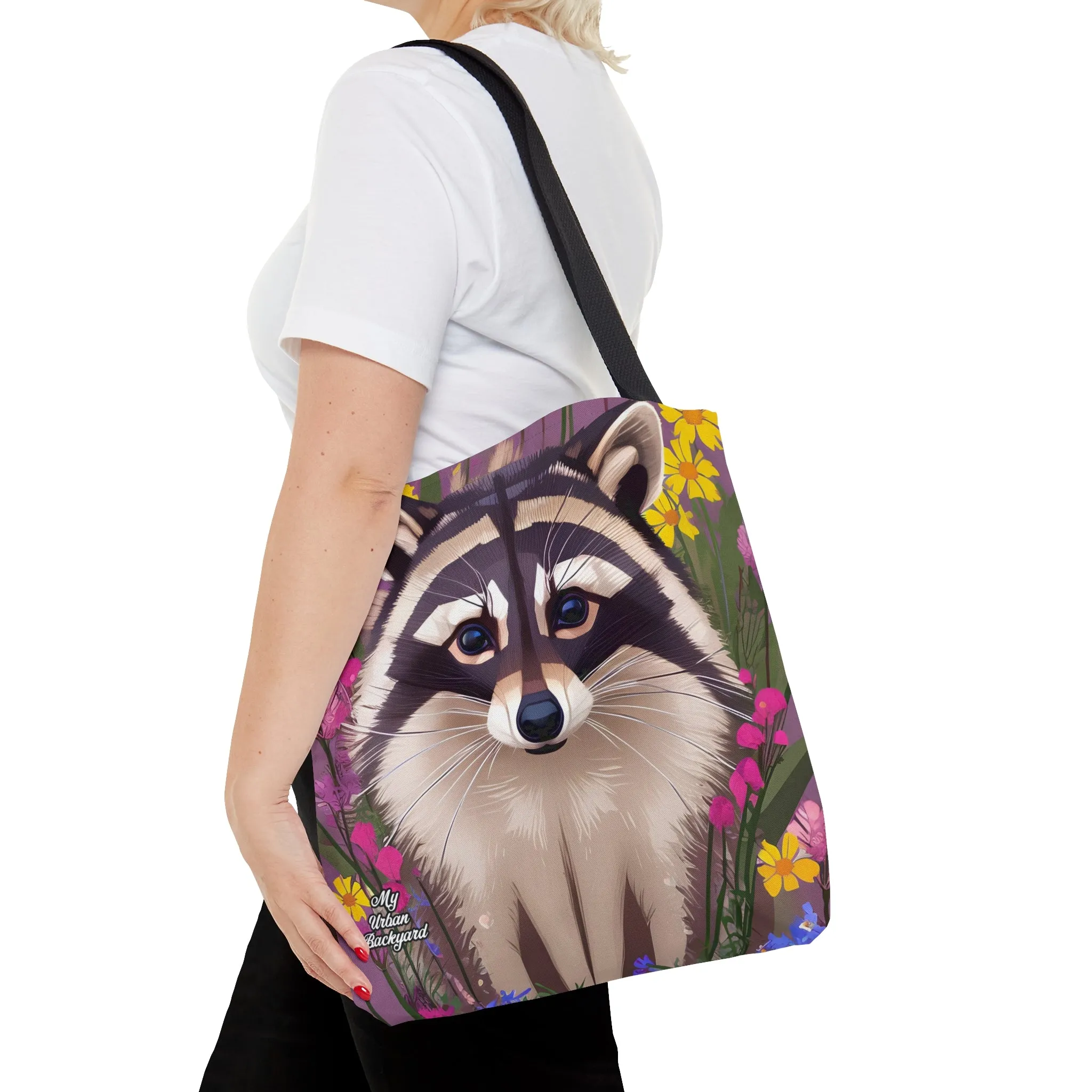 Raccoon and Flowers, Tote Bag for Everyday Use - Durable and Functional