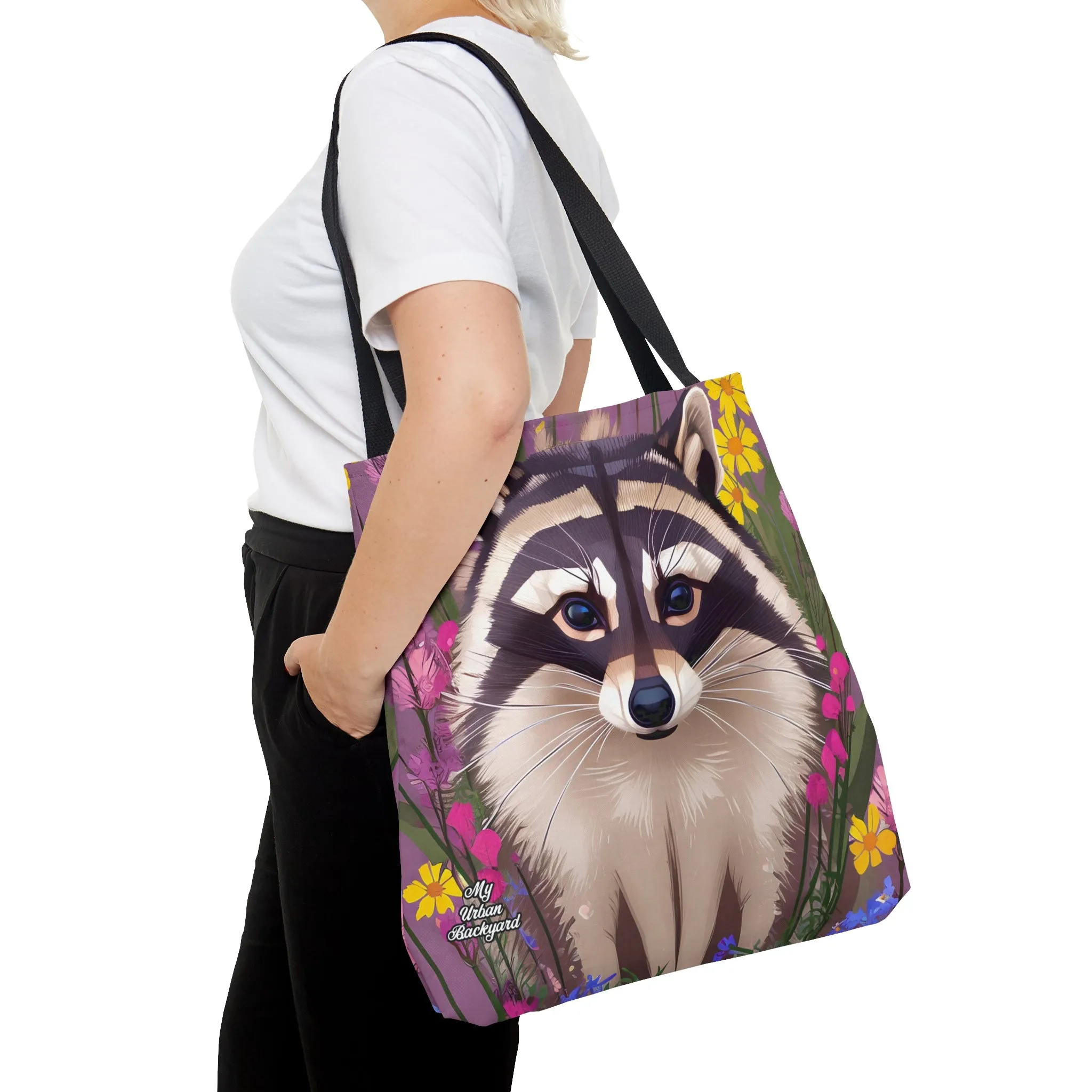 Raccoon and Flowers, Tote Bag for Everyday Use - Durable and Functional