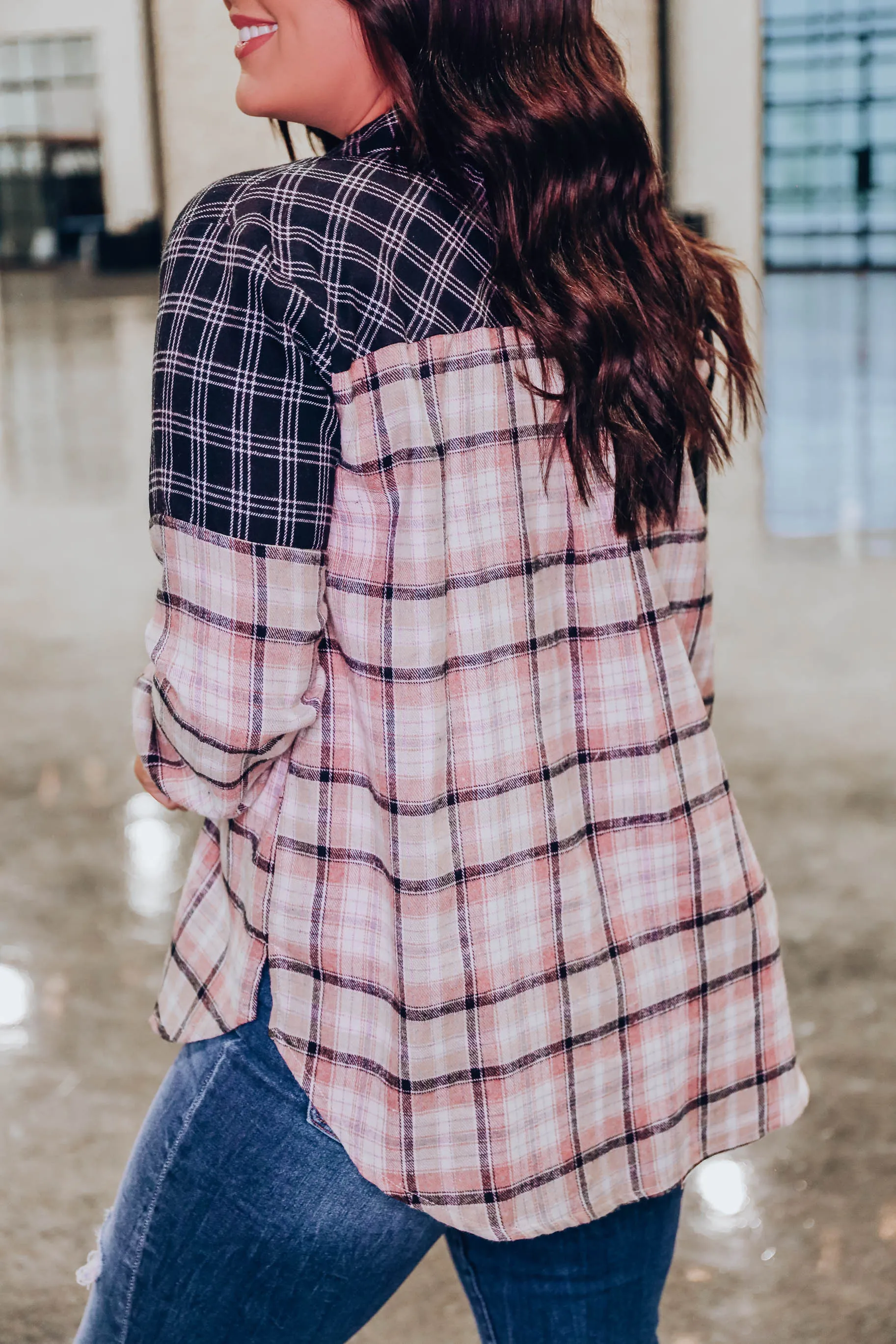 Renee Plaid Button Down Flannel - Black