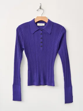 Ribbed Knit Polo - Grape